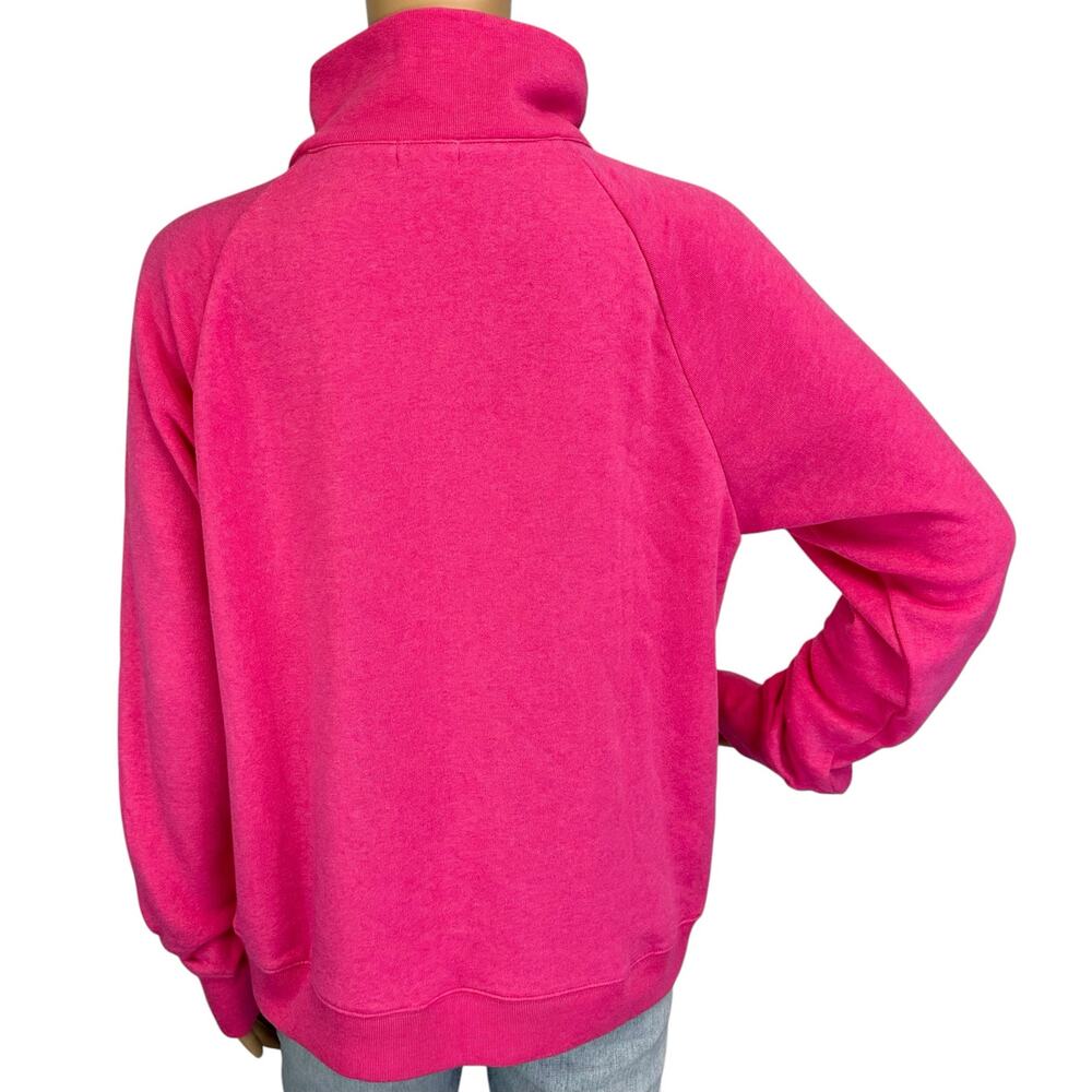 J. Crew Wide Button Collar Pullover Sweater Cloudspun Fleece Pink AC689 Size M - Picture 7 of 13